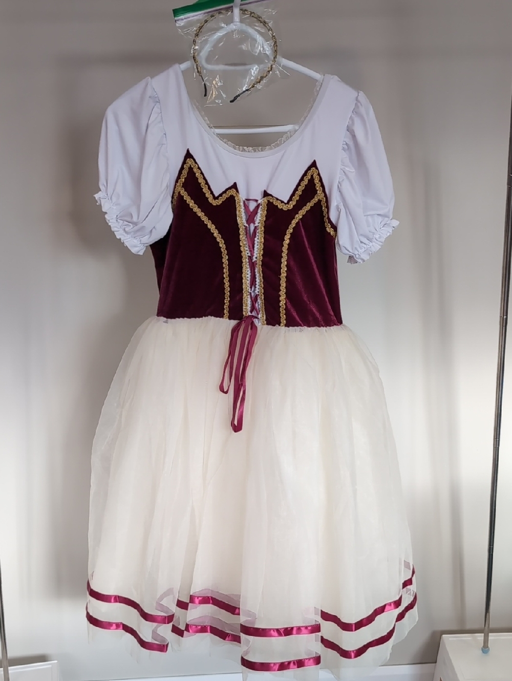 Girls Burgundy and Cream Princess Costume Dress